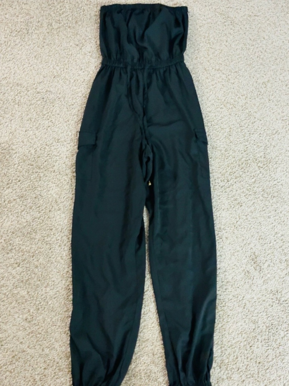 Blush Black Strapless Elastic-Waist Jumpsuit